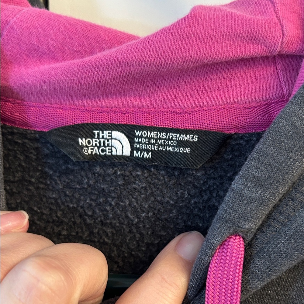 The North Face Charcoal Hoodie with Bright Pink Accents - Picture 2 of 6